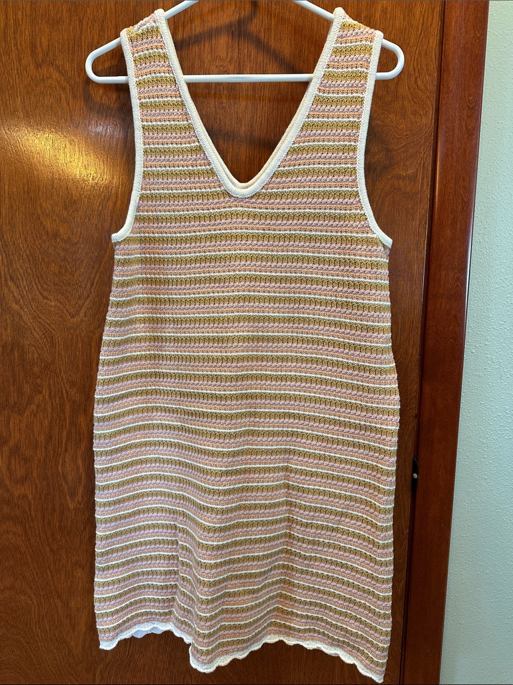 Rylee + Cru Striped Knit Dress - Pink, Gold & Cream